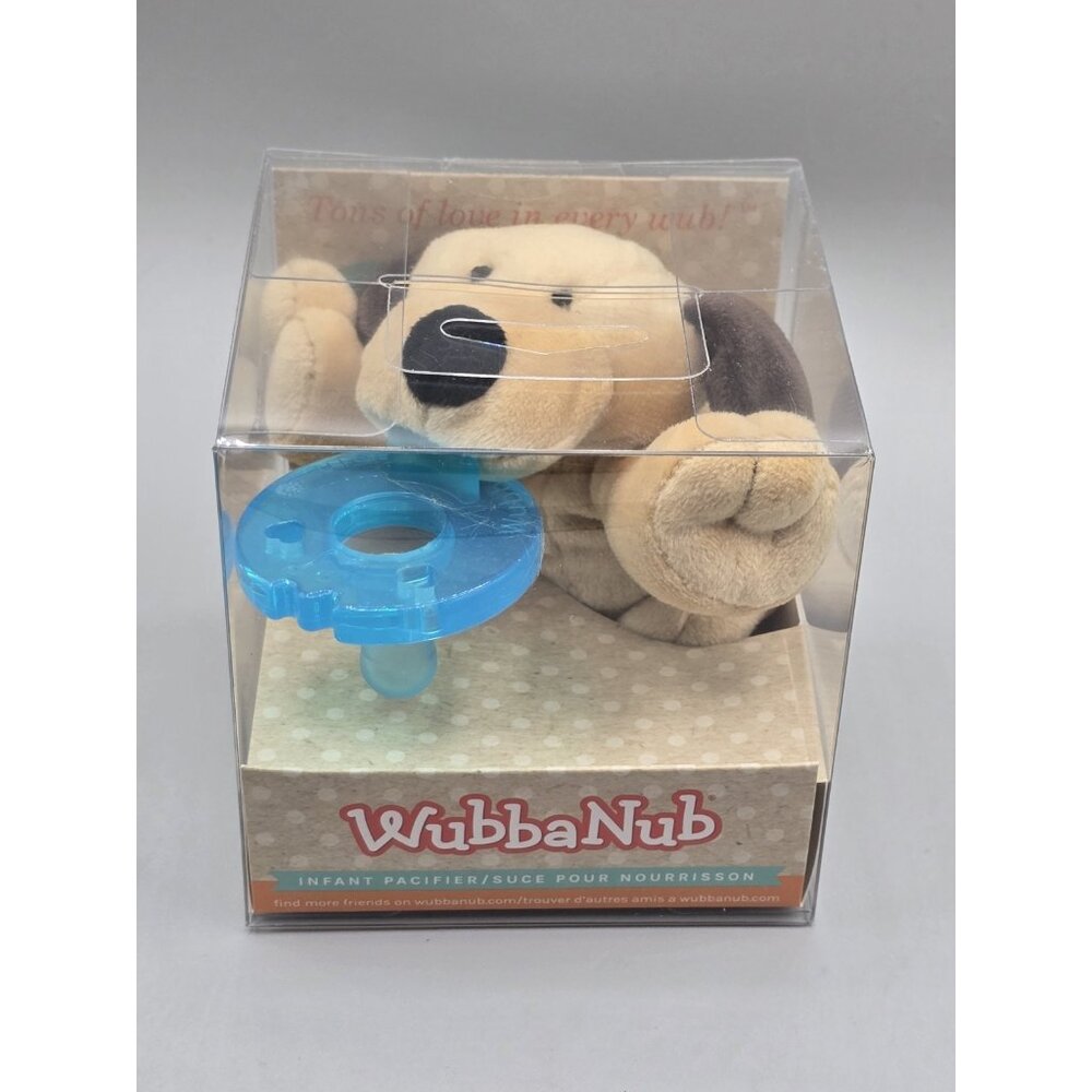 Wubbanub Infant Silicone Blue‎ Pacifier Brown Puppy Plush BPA Latex Free New NIB